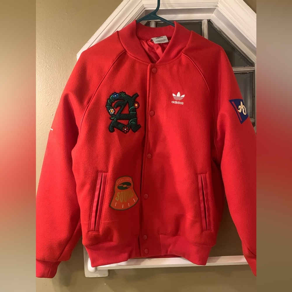 Adidas Men or unisex Red Jacket with Patches Size S